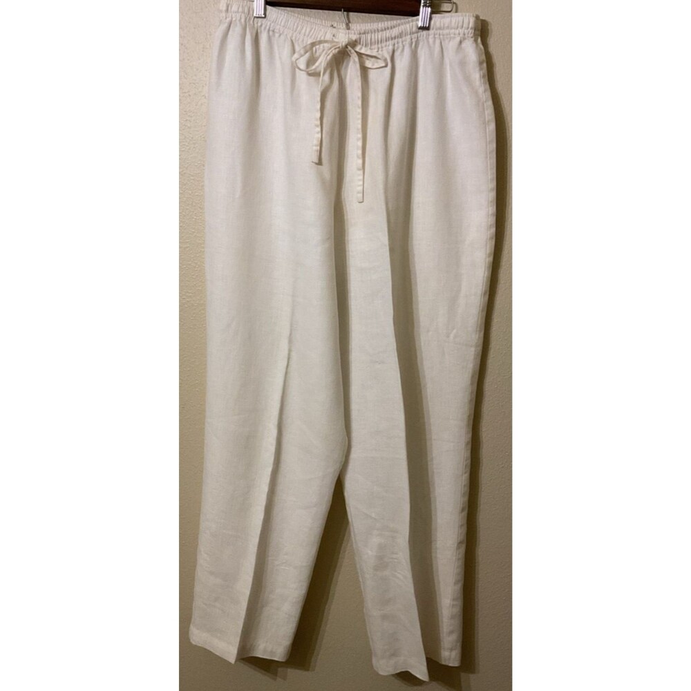 Uniform John Paul Richard White Linen Drawstring Pants Wide Leg Lightweight Sz L